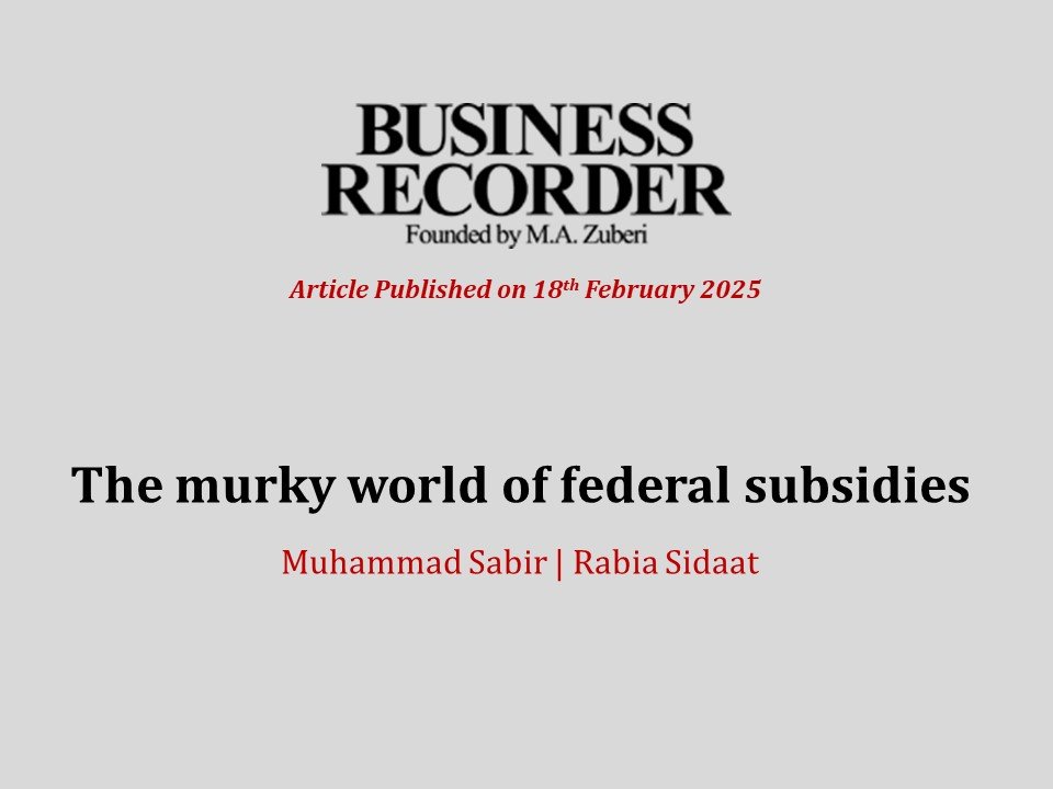 The murky world of federal subsidies